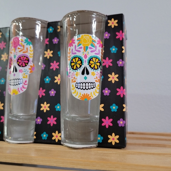 (4-Pk) 2oz Shooters Halloween Dia de los Muertos Day of the Dead Shot Glasses - Picture 4 of 8